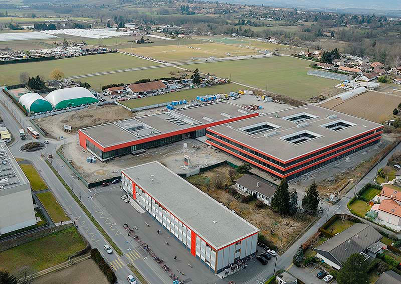Chantier de l'école de commerce Aimée Stitelmann vue du ciel