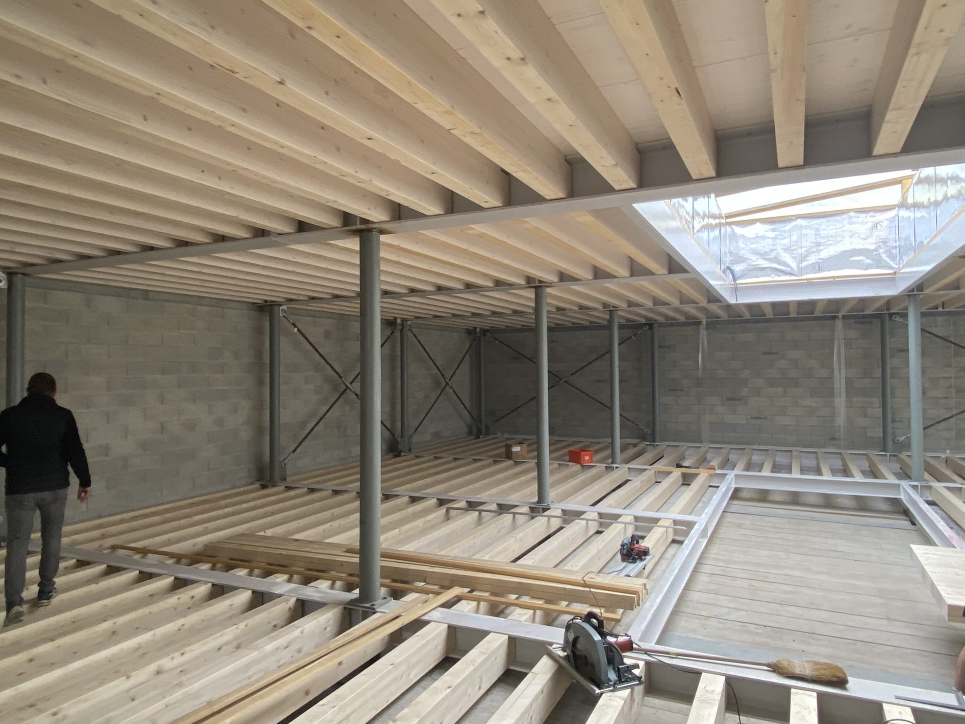 AlcideJentzer-Photo du chantier intérieur- surélévation via exosquelette
