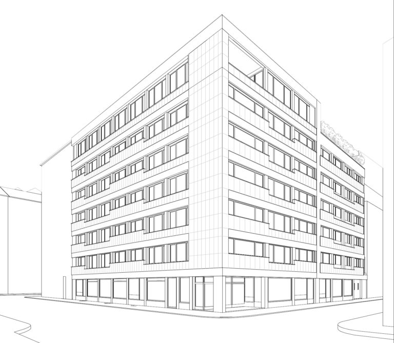 Projet de surélévation vue de la rue