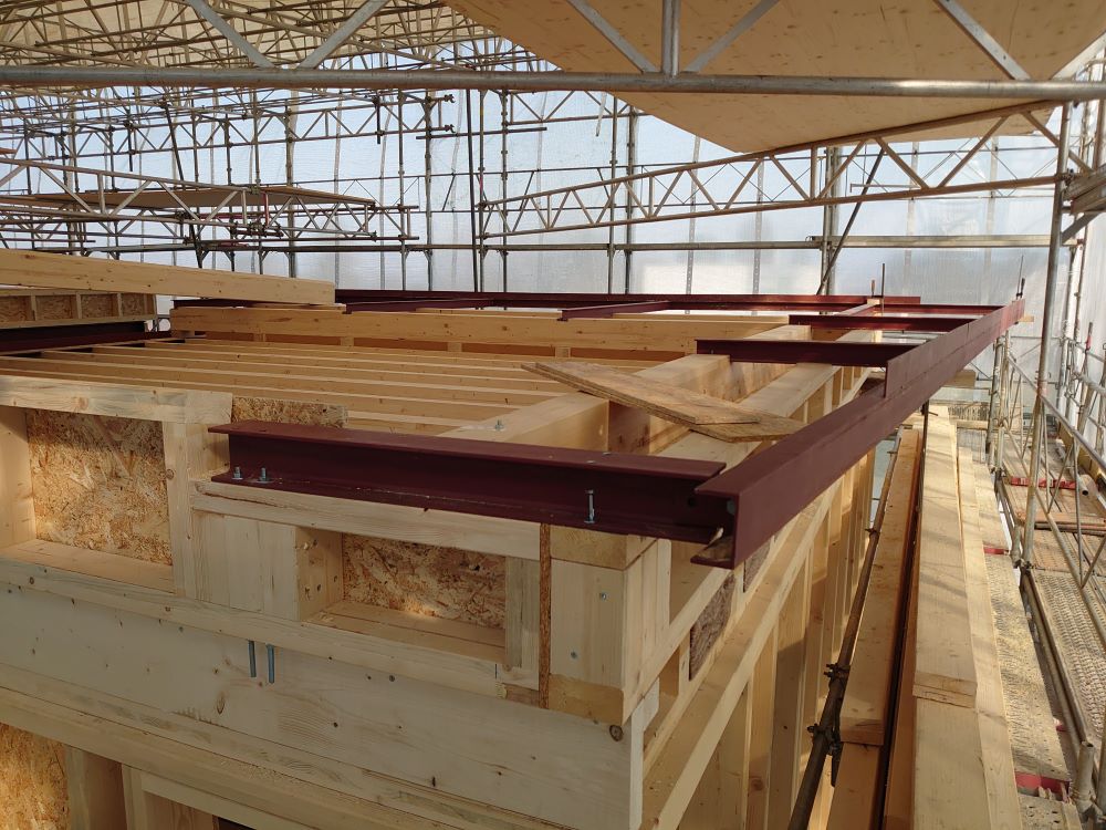 Photo de chantier surélévation bois 3